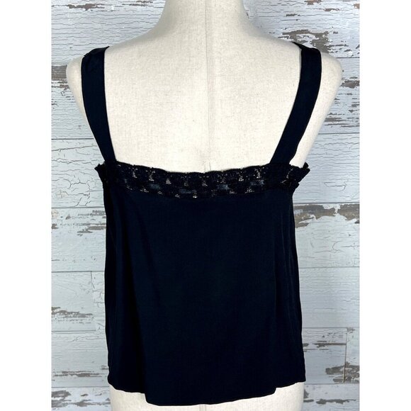 T.BA Crepe Lace Trimmed Tank Top Black Sz 8 UK 38 NWOT - Picture 3 of 6